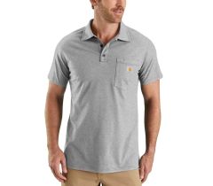 CARHARTT FORCE SHORT-SLEEVE POCKET POLO - HEATHER GREY