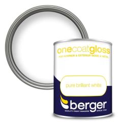 Berger One Coat Gloss Paint Pure Brilliant White 1.25L