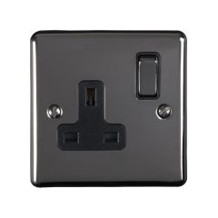 1 Gang 13Amp Dp Switched Socket Satin Enhance Range Black Trim