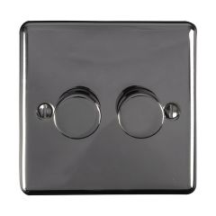 2 Gang 400W/Led 2Way Dimmer Switch Black Nickel Enhance Range 