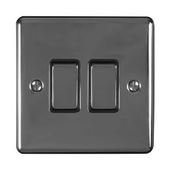 2 Gang 10Amp 2Way Switch Black Nickel Enhance Range Black Trim