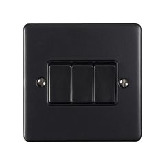 3 Gang 10Amp 2Way Switch Satin Enhance Range Black Trim