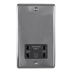 1 Gang Shaver Socket 230/115V Satin Enhance Range Black Trim