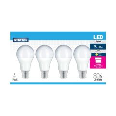 Led - 9W- 60W - 806 Lum - A60 Gls - Bc - Pack Of 4