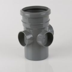 110mm Push-Fit Single Socket Triple Boss Pipe Grey  BS445G