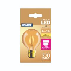 LED 4W - 320 Lum - Crystalite - Antique - G80 - Globe - Bc