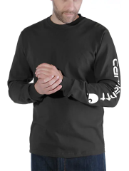 CARHARTT LONG-SLEEVE LOGO GRAPHIC T-SHIRT - BLACK