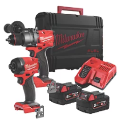 Milwaukee M18 FUEL Twin Pack - Combi Drill & Impact Driver Kit with 2x 5.0Ah Batteries