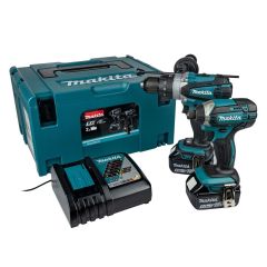 Makita DLX2145TJ 18V Combi Drill & DTD152 Impact Driver Cordless Combo Kit Inc 2 x 5AH Batteries & Charger