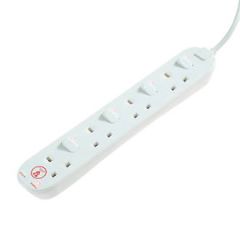 Extension Lead Surge Protected Individually Switched 4-Gang 13A 2M