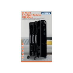 7 Fin Oil Wavy Filled Radiator - 1500W - Black