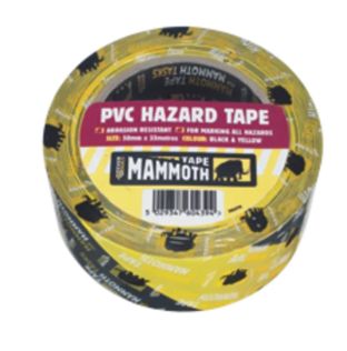 Everbuild - PVC Hazard Tape Black/Yellow - 50mm X 33M