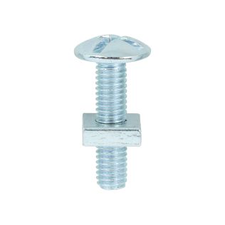 Roofing Bolt & Square Nut Zp M6 X 25mm (Box Of 100)