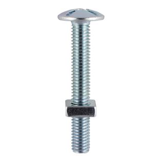 Roofing Bolt & Square Nut Zp M6 X 30mm (Box Of 100)