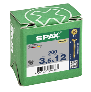 Spax-S Flat C/Sunk Pozi Z/Y Screws 3.5 X 12mm (Box Of 200)