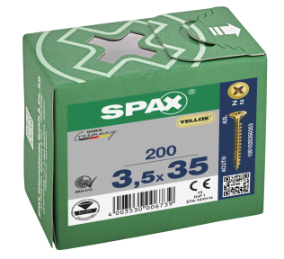 Spax-S Flat C/Sunk Pozi Z/Y Screws 3.5 X 35mm (Box Of 200)