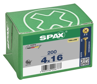 Spax-S Flat C/Sunk Pozi Z/Y Screws 4.0 X 16mm (Box Of 200)