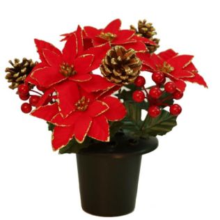 Grave Vase Container With Poinsettia