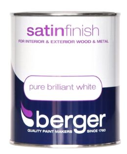 Berger Satin Paint Pure Brilliant White 750ml