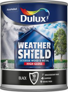 Dulux Weathershield High Gloss Paint Black 750ml