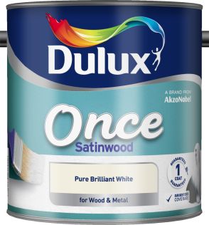Dulux Once Satinwood Paint 2.5L Pure Brilliant White