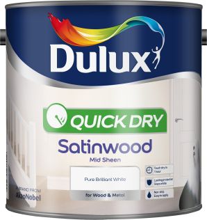 Dulux Quick Dry Satinwood Paint Wood & Metal White 2.5L