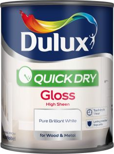 Dulux Quick Dry Gloss Paint Pure Brilliant White 750ml