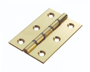 Hinge Double Steel Washered Butt (Complete With Screws) 102 X 67 X 2.2mm Polished/Lacquered