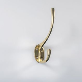 Victorian Hat & Coat Hook Polished Brass 127mm