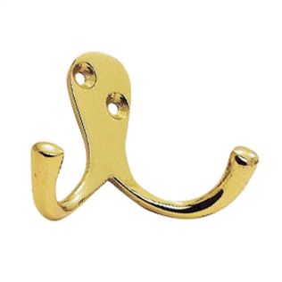 Victorian Double Robe Hook 51mm Polished Brassed
