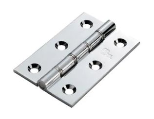 Hinge Double Stainless Steel Washered Butt (Complete With Screws) 76 X 50 X 2.5mm Polished Chrome