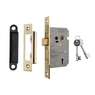 Easi-T Sashlock 3 Lever Contract Mortice 64mm Electro Brassed