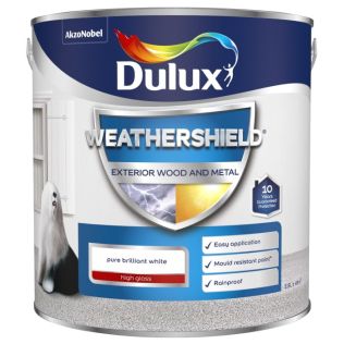 Dulux Weathershield High Gloss Paint Pure Brilliant White 2.5L