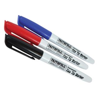 Fibre Tip Marker Pen Mix Black/Red/Blue (3)
