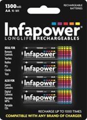 Infapower Rechargeable Battery Nimh 1300Mah 1.2V Aa 4Pc
