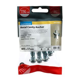 Metal Cavity Anchor M5 X 37(45mm) (Bag Of 4)