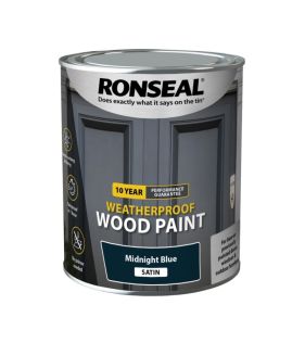 Ronseal 10Yr Weatherproof Satin Wood Paint Midnight Blue 750ml