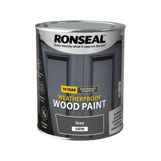 Ronseal 10Yr Weatherproof Satin Wood Paint Grey 750ml