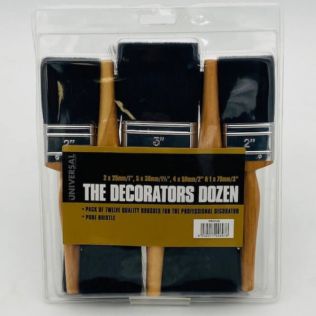 The Decorators Dozen - Wooden Handle Bristle Paint Brush - 12 Pack