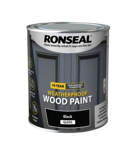 Ronseal 10Yr Weatherproof Gloss Wood Paint Black 750ml