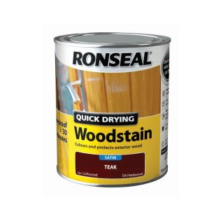 Ronseal Quick Drying Satin Woodstain Teak 750ml