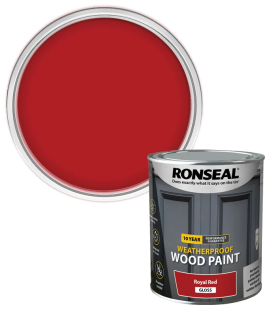 Ronseal 10Yr Weatherproof Gloss Wood Paint Royal Red 750ml