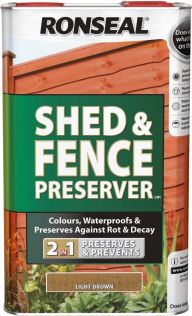 Ronseal - Shed & Fence Preserver - Light Brown - 5L