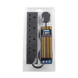 4 Way - 2 Mtr - Black - Extention Socket Cable