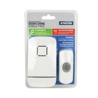 Battery Operated Cordless - Door Chime - White