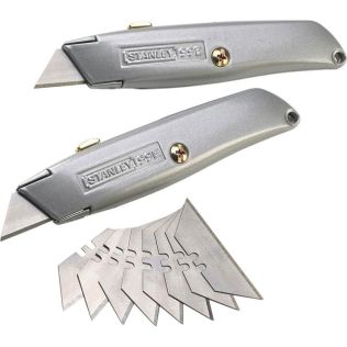 Stanley 99E Trimming Knife Twin Pack with 50 Spare Blades in Organiser