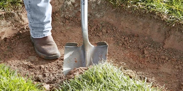 Digging patio foundations spade
